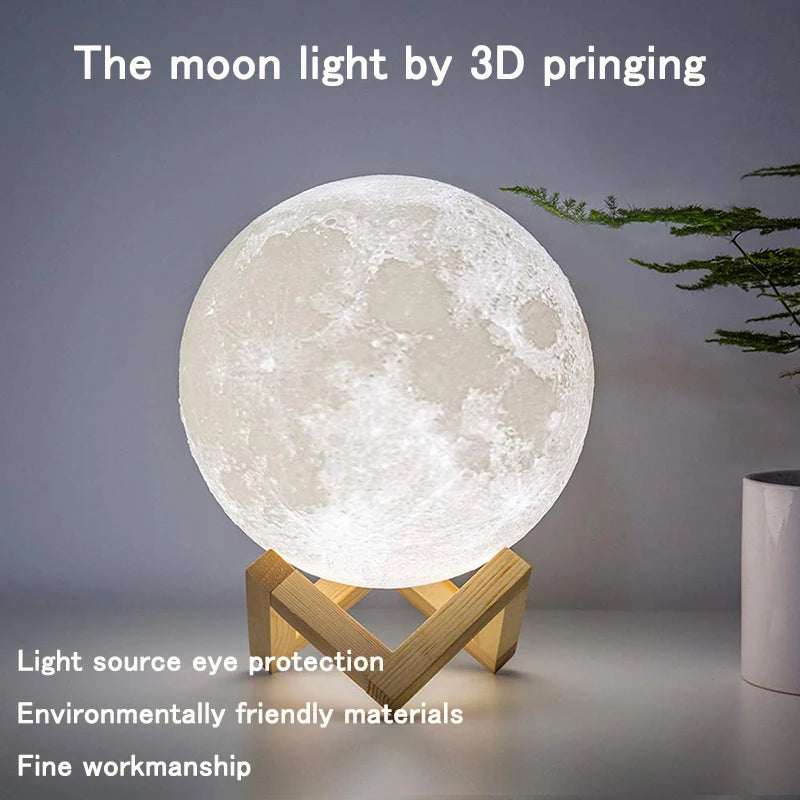 Moon Lamp Kids Night Light Galaxy Lamp 16 Colors LED 3D Moon Light Touch Remote Control Rechargeable Gift for Girls Boys